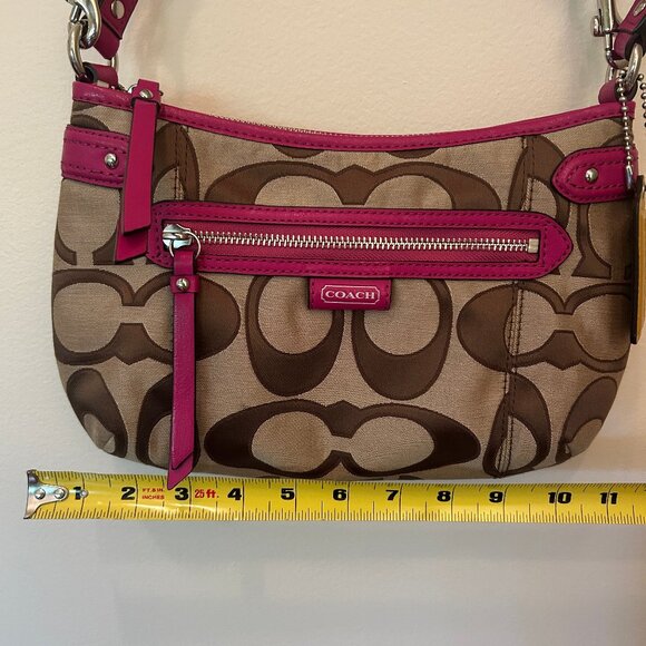 Coach Daisy Outline Signature Crossbody Bag, classic logo w/ pink leather trim - Picture 7 of 15